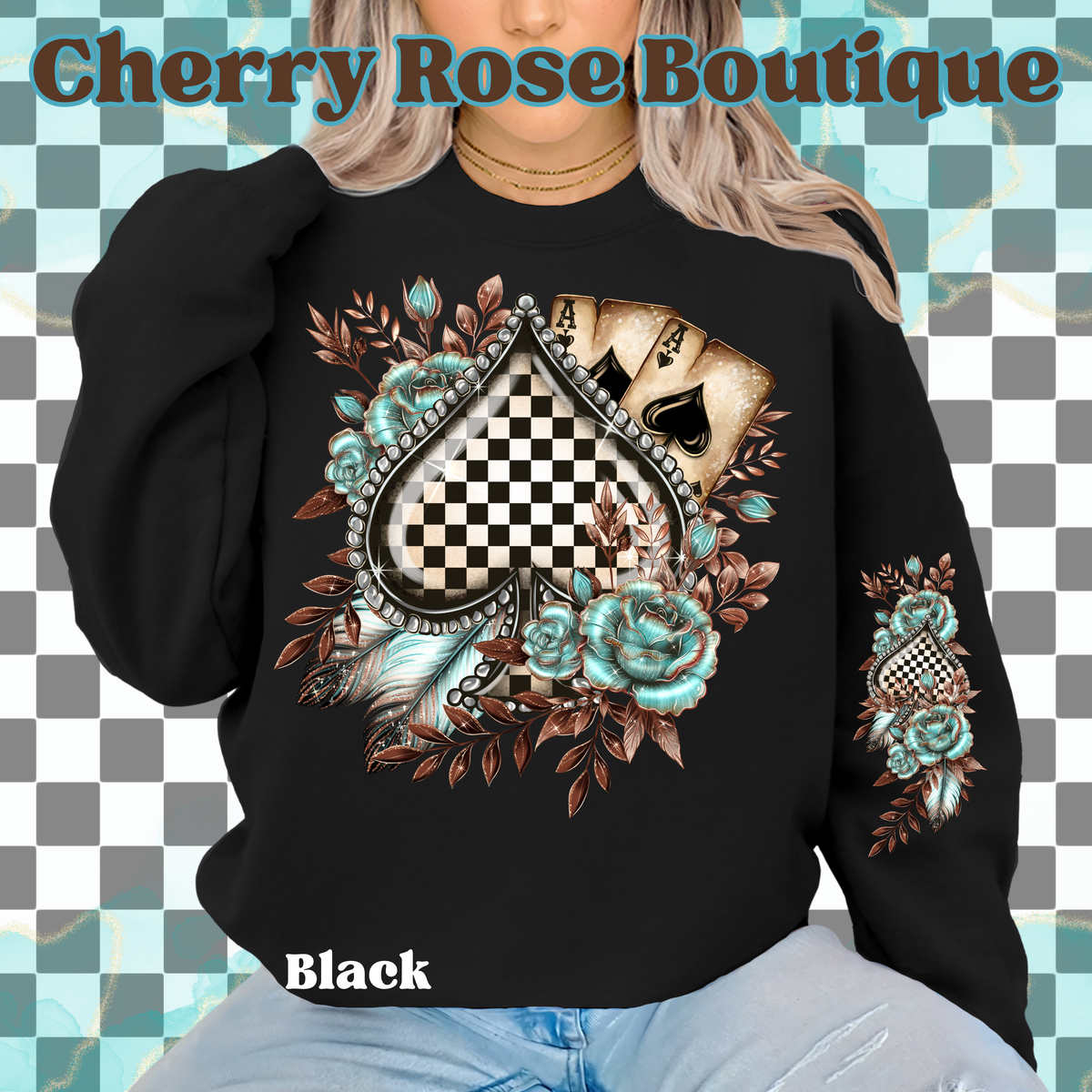 Checkered Spade with Turquoise