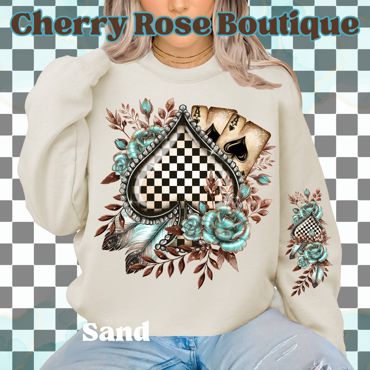 Checkered Spade with Turquoise