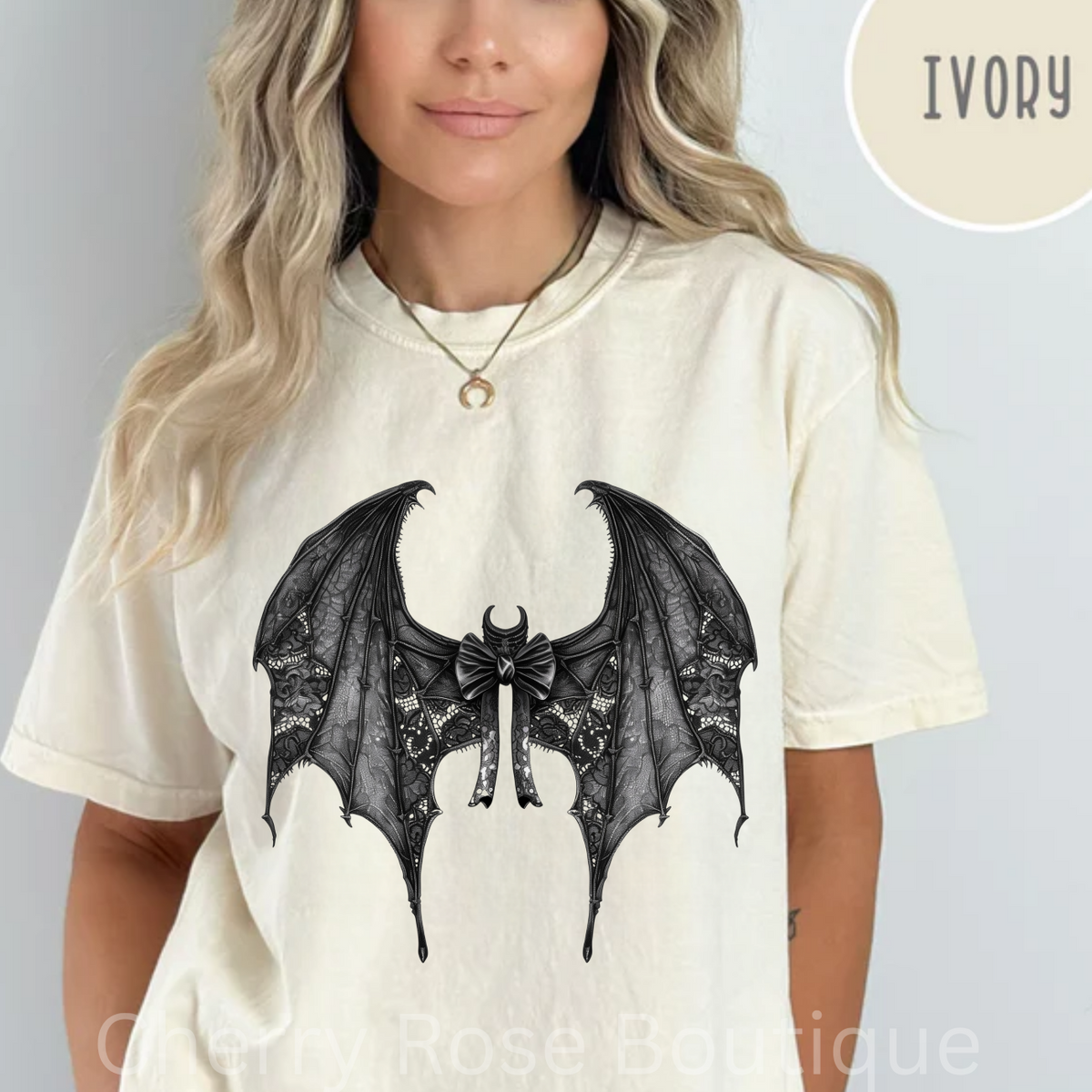 Bat Bow, Halloween, Spooky, Fall, Coquette Bow, Comfort Color T-Shirt