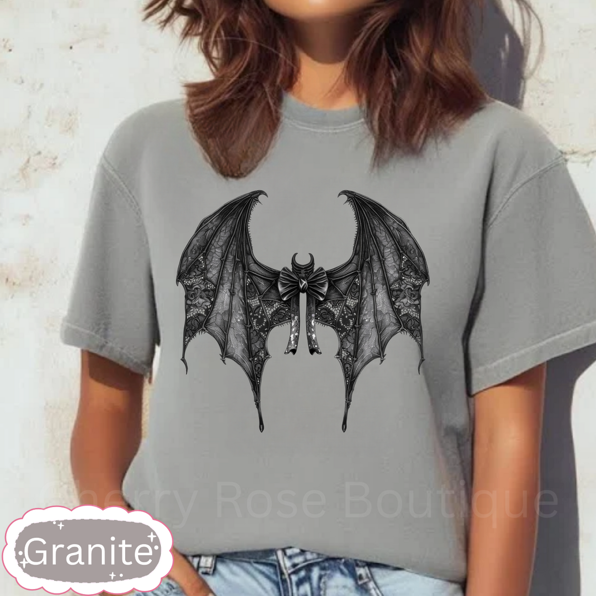 Bat Bow, Halloween, Spooky, Fall, Coquette Bow, Comfort Color T-Shirt